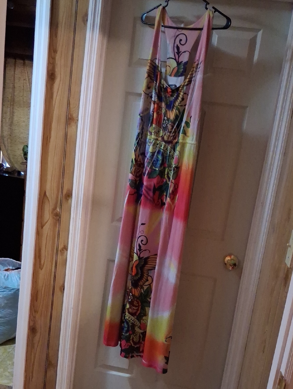 Womens Pink Multi-Color Sleeveless Dress